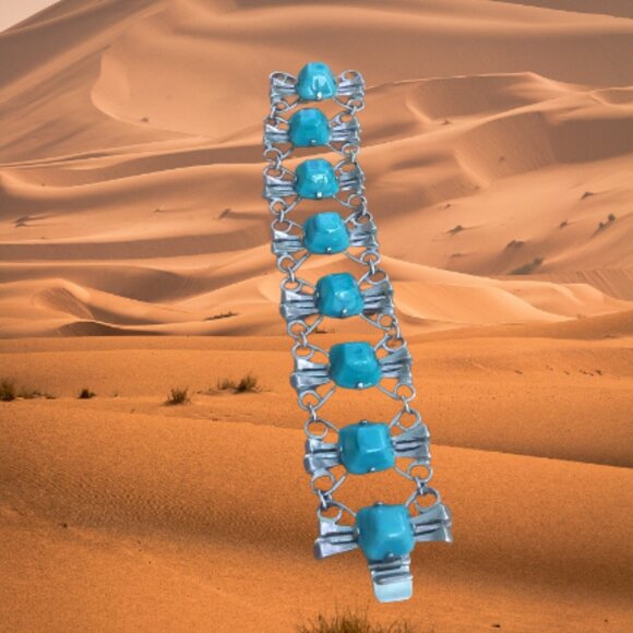 Vintage Castlecliff chunky southwest brutalist vibes statement bracelet - Picture 1 of 16